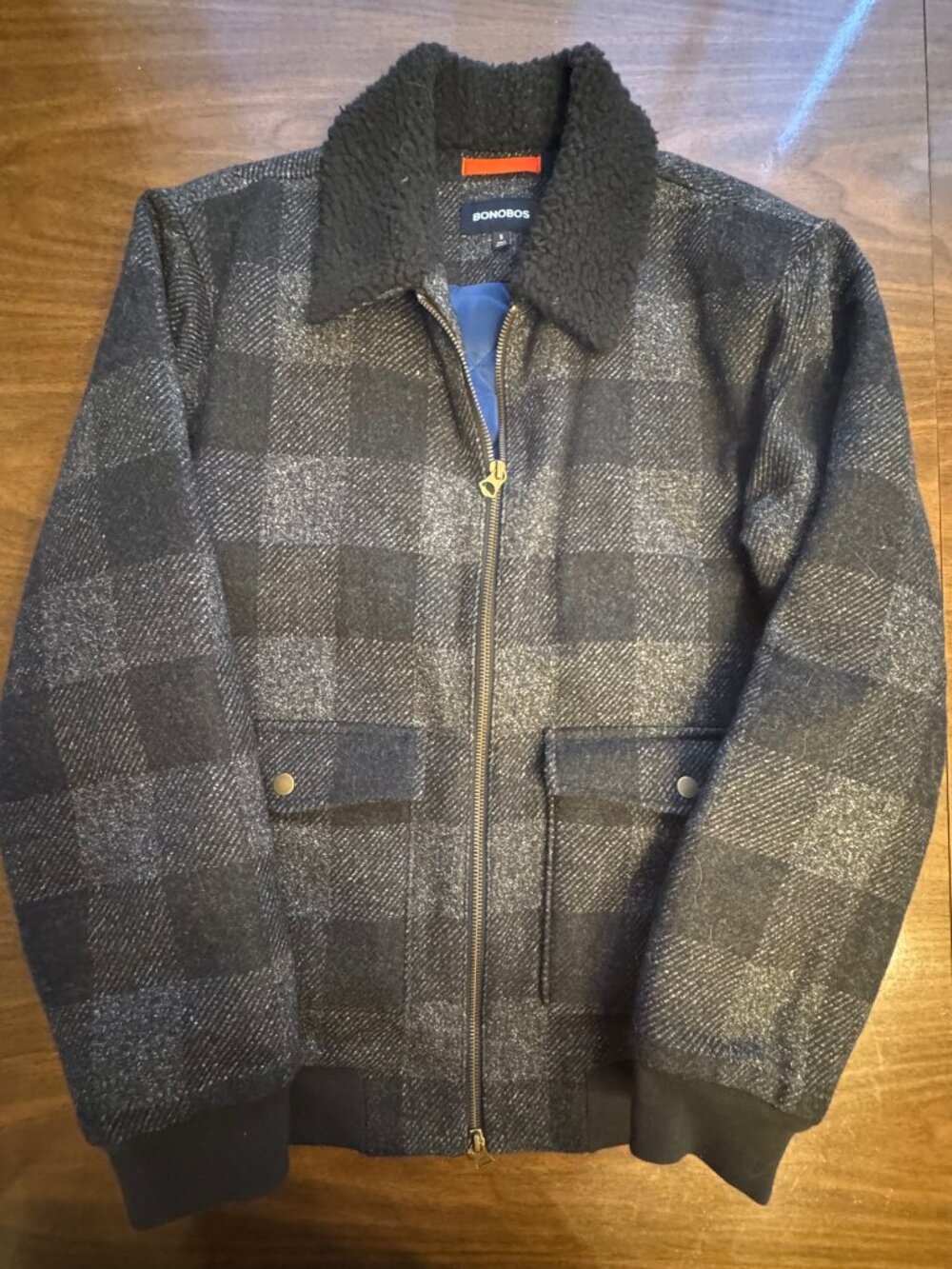 Bonobos Sherpa Collar Wool Bomber - Size S/M - Like New